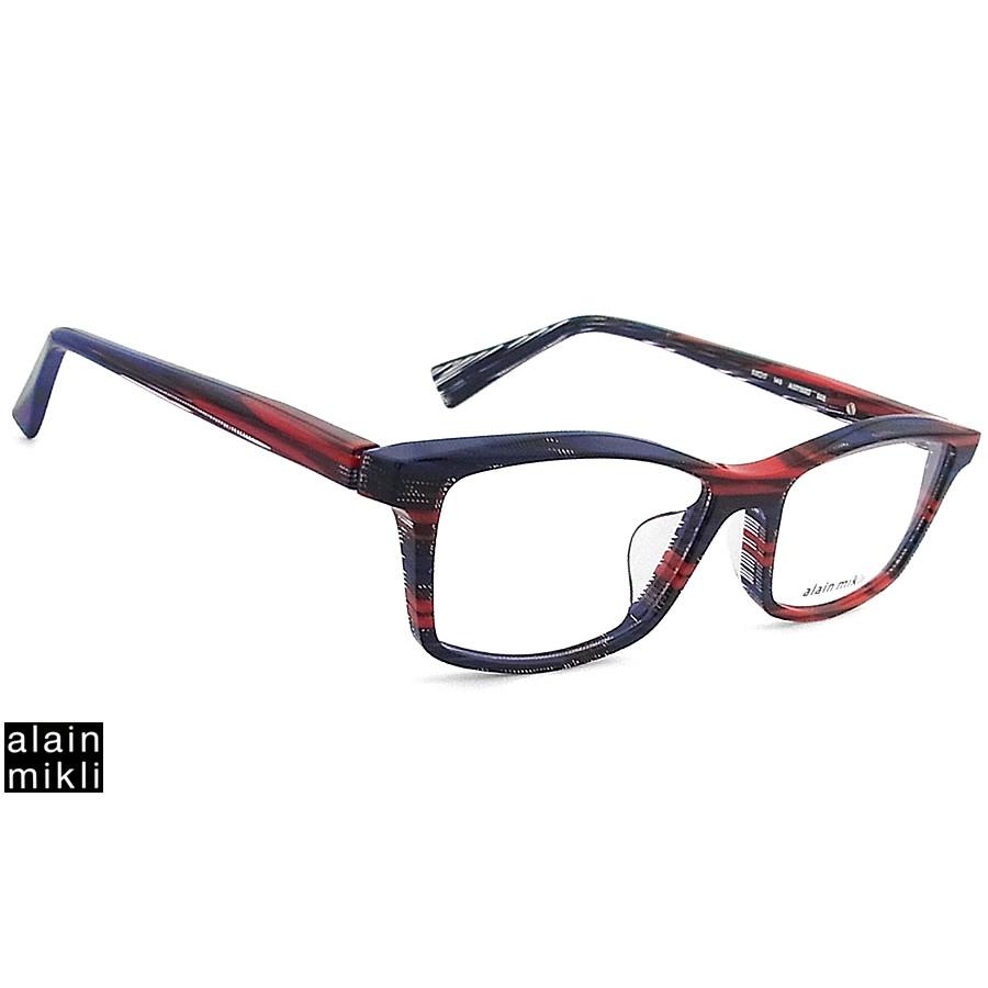 最高品質の限定商品 アランミクリ alain mikl メガネ A03169D 002 眼鏡 伊達メガネ 度付き レッド×ブルー メンズ・レディース