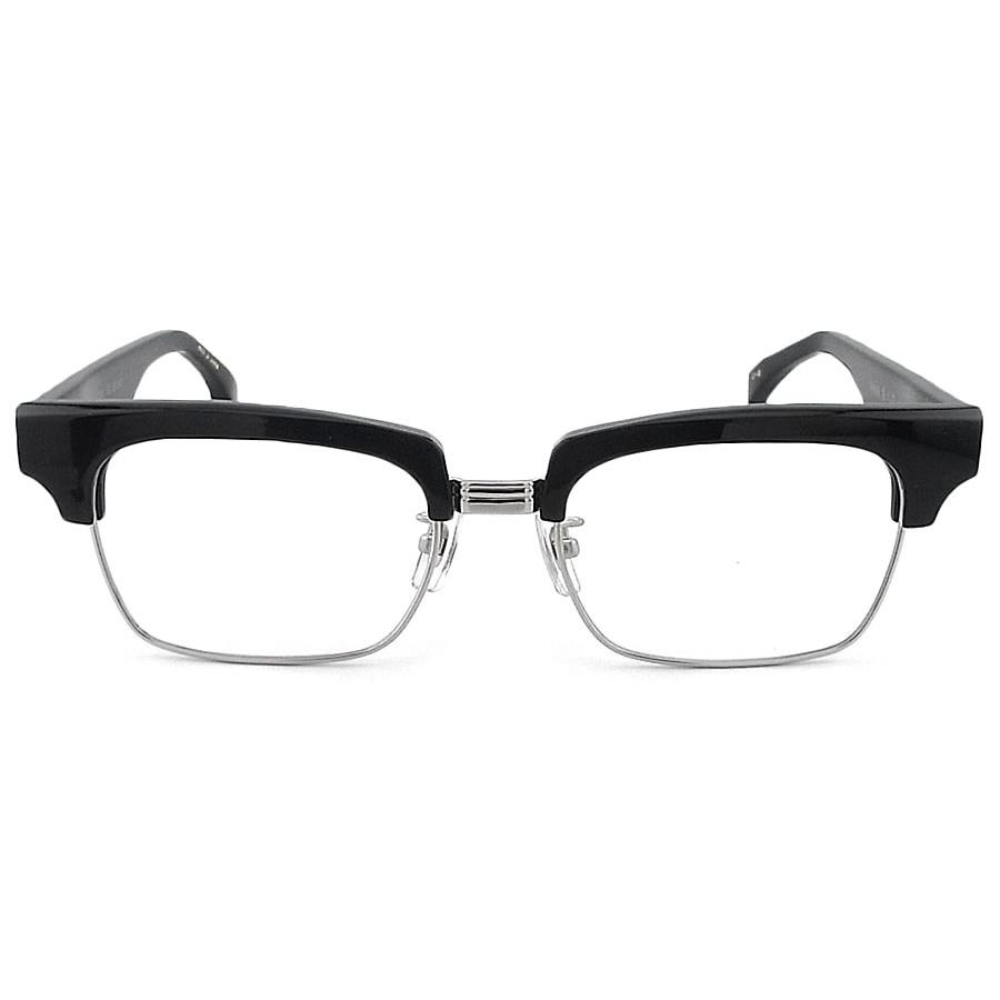 [大特価] 越前国甚六作 甚ノ佰 JN-100 col.2 跳ね上げ式サーモント セルロイド 眼鏡 クラシック 伊達メガネ 度付き ブラック/シルバー 日本製 鯖江 職人 made in japan 【A3598026438】(18018円)