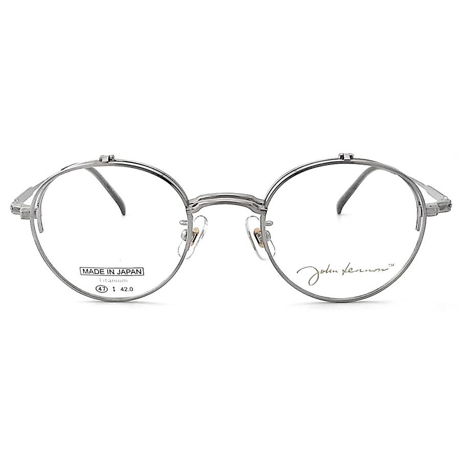 JOHN LENNON ジョンレノン メガネ フレーム JL1106 1 跳ね上げ ボストン 丸眼鏡 めがね 眼鏡 クラシック 伊達メガネ 度付き ライトグレー 男性・女性 チタン 日本製  jl1106 JOHN LENNON ジョンレノン メガネ フレーム JL1106 1 跳ね上げ 47