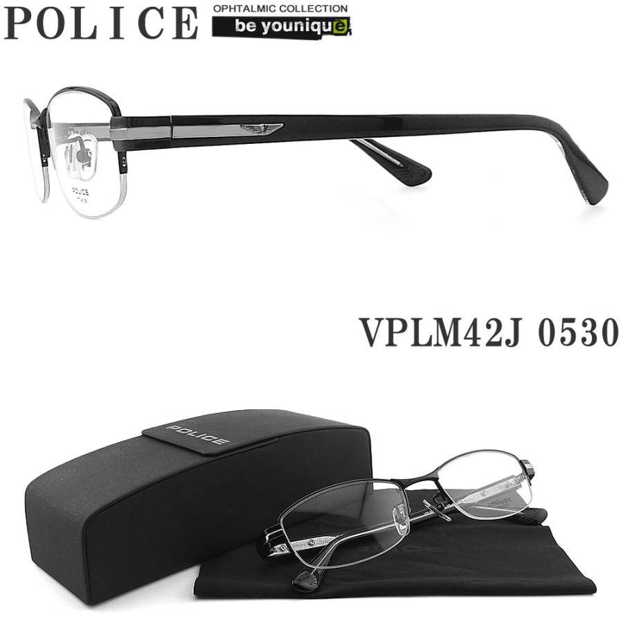 POLICE ポリス メガネフレーム VPLM42J-0530 眼鏡 伊達メガネ 度付き 青色光カット パソコン用 メンズ・レディース 男性用・女性用  ハーフリム vplm-42j POLICE（ポリス） メガネフレーム VPLM42J-0530 眼鏡 伊達メガネ 度