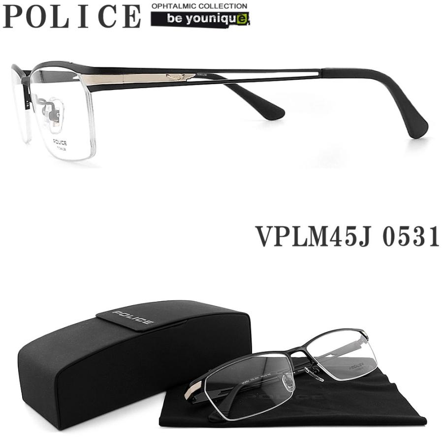 POLICE ポリス メガネフレーム VPLM45J-0531 眼鏡 伊達メガネ 度付き 青色光カット パソコン用 メンズ・レディース 男性用・女性用  ハーフリム vplm-45j POLICE（ポリス） メガネフレーム VPLM45J-0531 眼鏡 伊達メガネ 度