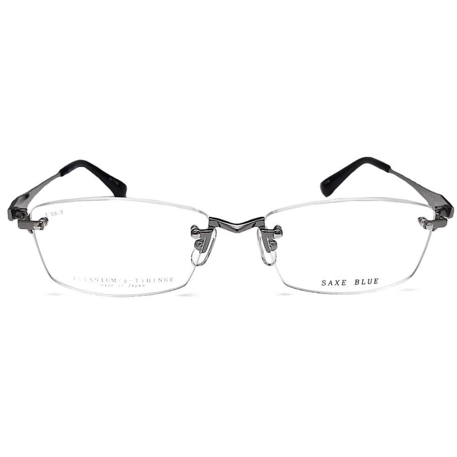 【新商品】 SAXE BLUE ザックスブルー メガネフレーム SB7132 C-3 縁ナシ ツーポイント 眼鏡 伊達メガネ 度付き 青色光カット メンズ 男性 日本製 チャコールグレー 【UO2070385657】(10368円)