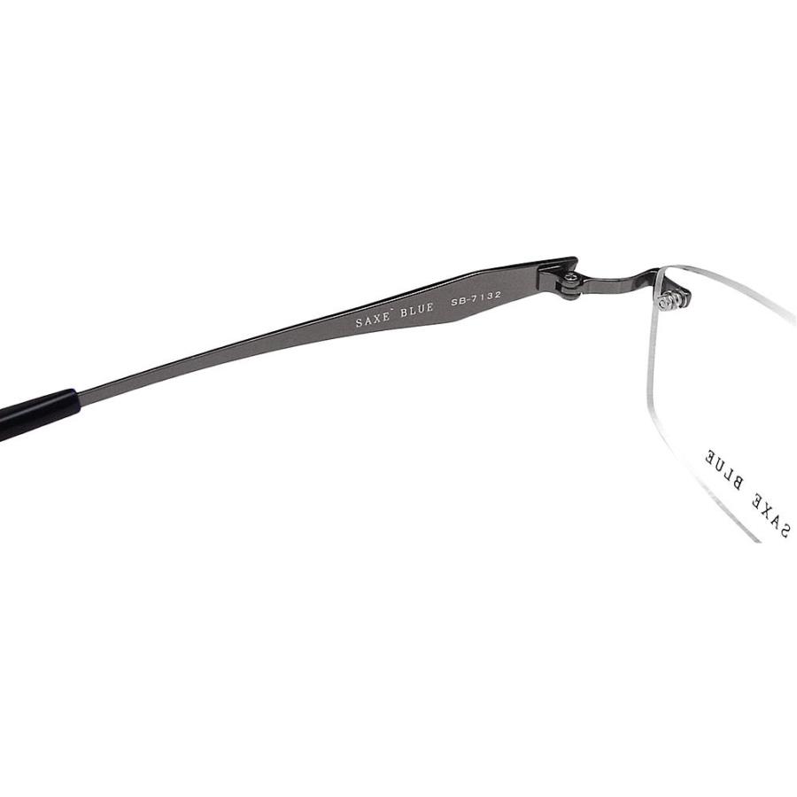 【新商品】 SAXE BLUE ザックスブルー メガネフレーム SB7132 C-3 縁ナシ ツーポイント 眼鏡 伊達メガネ 度付き 青色光カット メンズ 男性 日本製 チャコールグレー 【UO2070385657】(10368円)