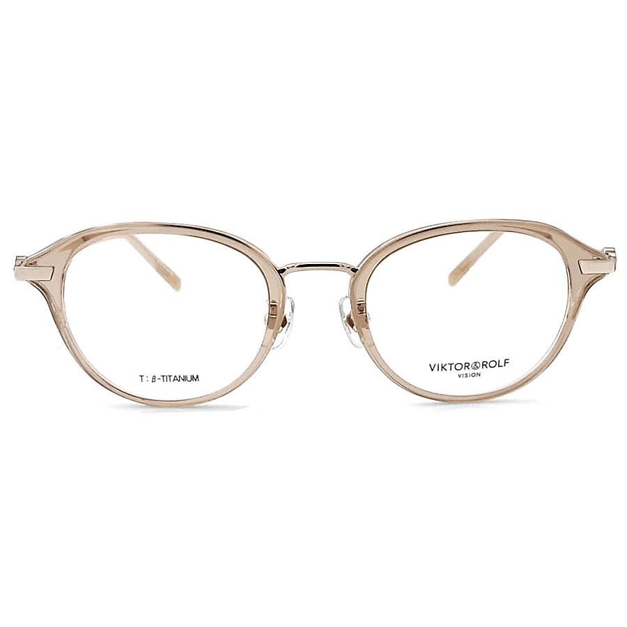 VIKTOR＆ROLF メガネ V＆R-007 col.2 ボストン めがね クラシック 伊達メガネ 度付き クリアライトブラウン×ライトゴールド 日本製 made in japan ヴィクター＆ロルフ メンズ・レディース VIKTOR&ROLF（ヴィクター＆ロルフ） メガネ V＆R-007 col.2 ボストン