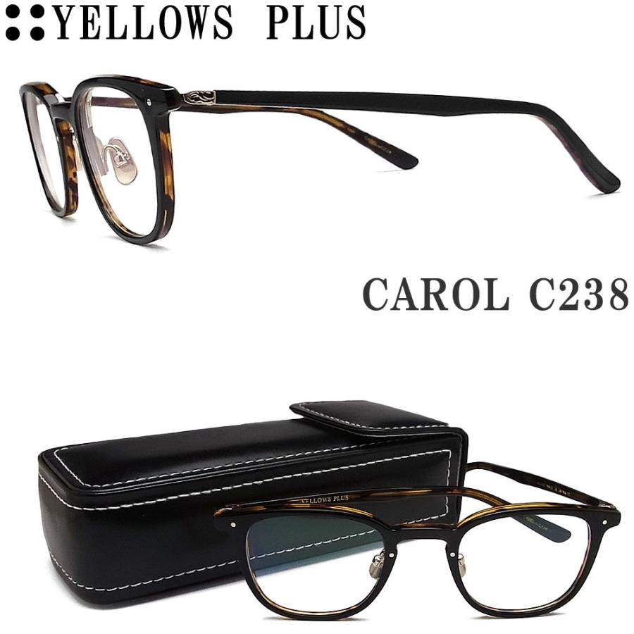 イエローズプラス YELLOWS PLUS メガネ CAROL C-238 眼鏡 クラシック 伊達メガネ 度付き ブラック×ハバナ メンズ・レディース 男性 女性