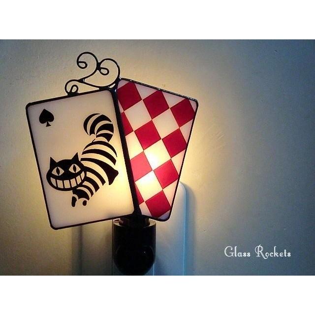 アリス チェシャ猫 ステンドグラスナイトランプ : ステンド