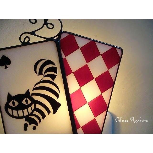 アリス チェシャ猫 ステンドグラスナイトランプ : ステンド