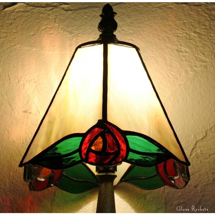 薔薇 バラ ステンドグラス ランプ 照明 卓上 スタンド : ステンド