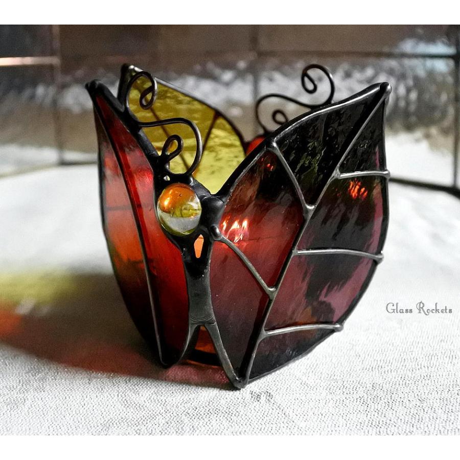 落ち葉 ステンドグラス キャンドル ホルダー : ステンドグラス