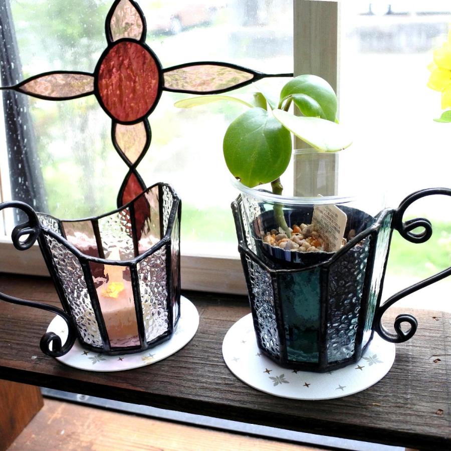 ステンドグラス キャンプ 紙コップ ホルダー キャンドル カバー 植物