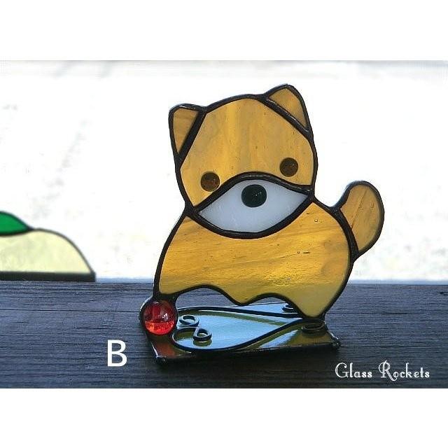 干支 戌 犬 ワンちゃん ステンドグラス 置物 : ステンドグラス工房