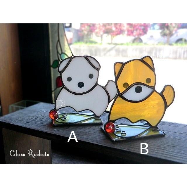 干支 戌 犬 ワンちゃん ステンドグラス 置物 : ステンドグラス工房