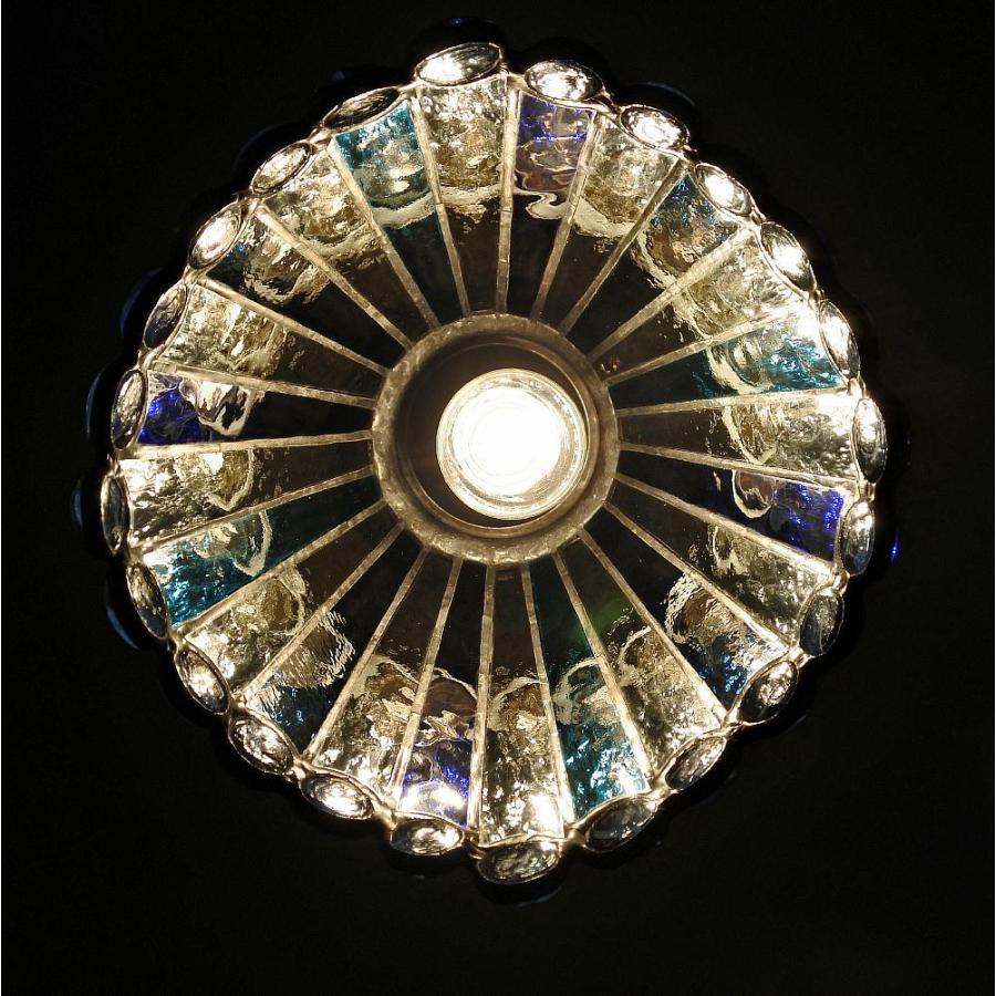 青いリボンのドレスランプ シンデレラ ステンドグラス 照明 ランプ