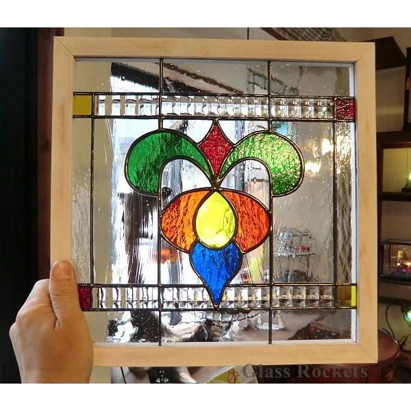 ステンドグラス パネル Fleur フルール アンティークガラス : ステンド