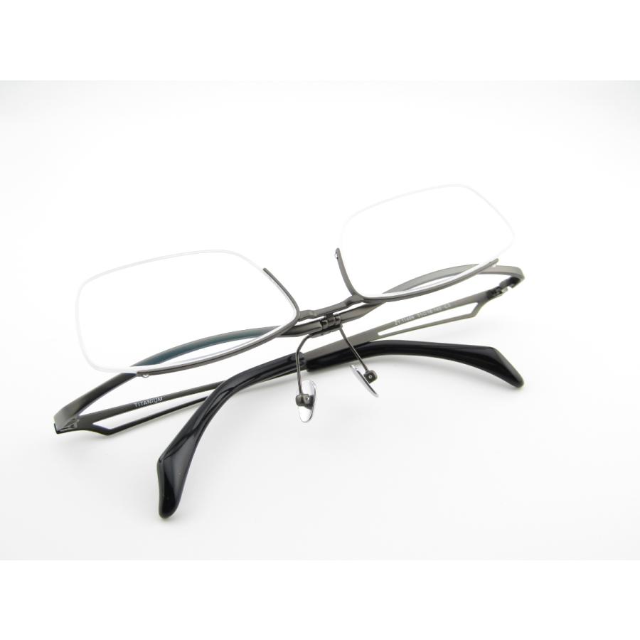 メガネフレーム メガネセット 跳ね上げ式メガネ 軽量チタン 11489 度