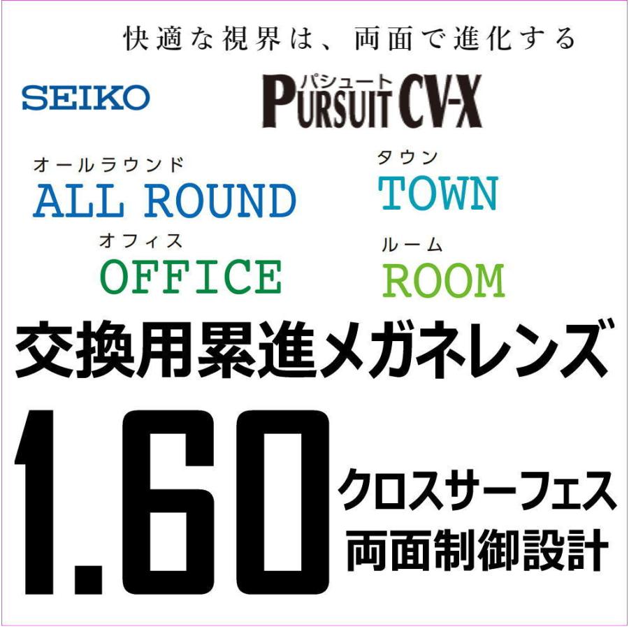 交換用遠近両用メガネ レンズ　度付き SEIKO/セイコーパシュートCVX 遠近両用メガネ 屈折率1.60 薄型　両面制御設計
