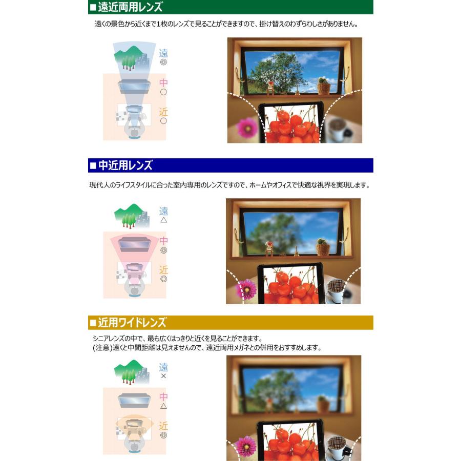 遠近両用メガネ 老眼鏡 度つき 度入り シニアグラス renoma レノマ1271 東海光学 ルティーナ付き 累進レンズセット 中近 近用ワイド 