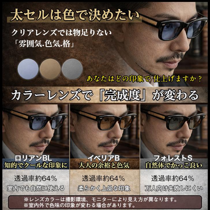 メガネ ウエリントン 黒縁 メンズ 伊達 太い クリア フレーム テンプル
