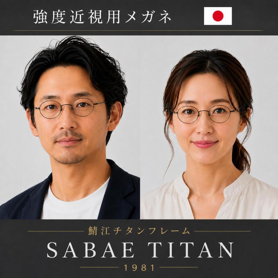 強度近視 メガネ 日本製 鯖江 ウスカル 小さい レンズ 目が小さく