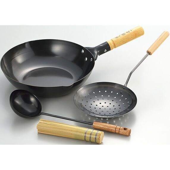 タマハシ 陳建一 IH200V対応北京鍋 28cm 中華お玉・シャーレンセット