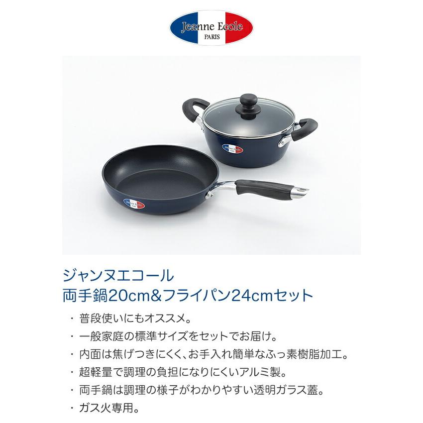 タマハシ ジャンヌエコール 両手鍋20cm&フライパン24cmセット JE-116R