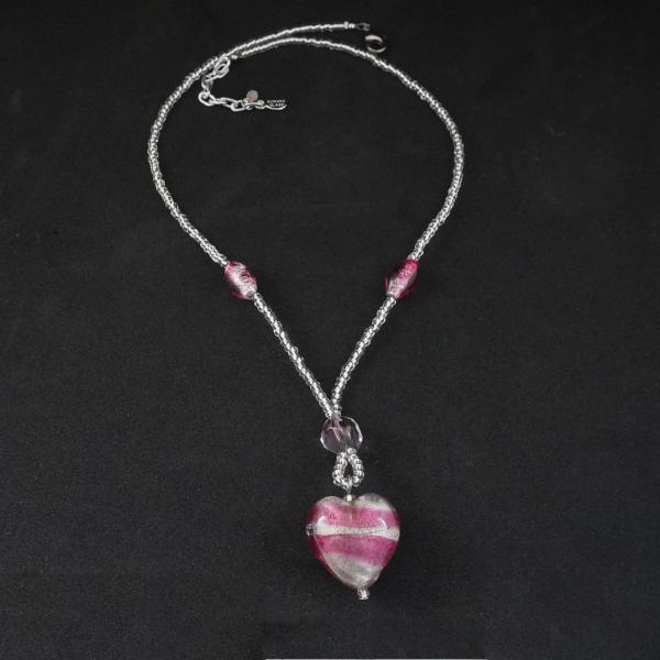 イタリア製】ベネチアンガラスチャーム9点セット 赤ピンク ネックレス