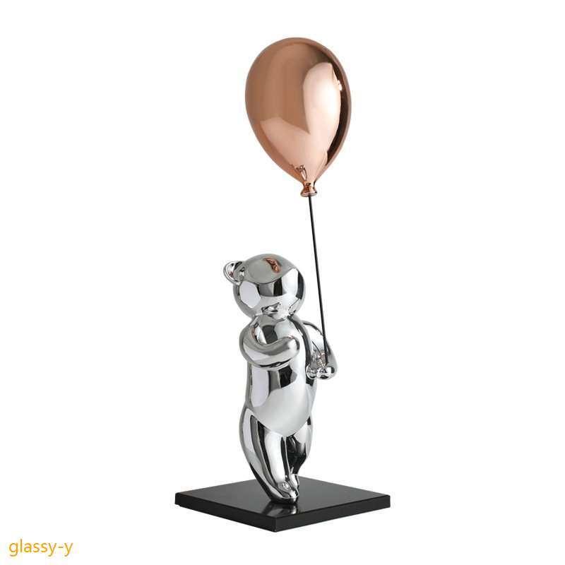 最安 オブジェ 置物 インテリア雑貨 卓上 クマ 風船 シルエット 装飾品 子供 かわいい インテリア オシャレ くまさん プレゼント 白 黒 銀色 オーロラ インテリア雑貨 Daservis Sk