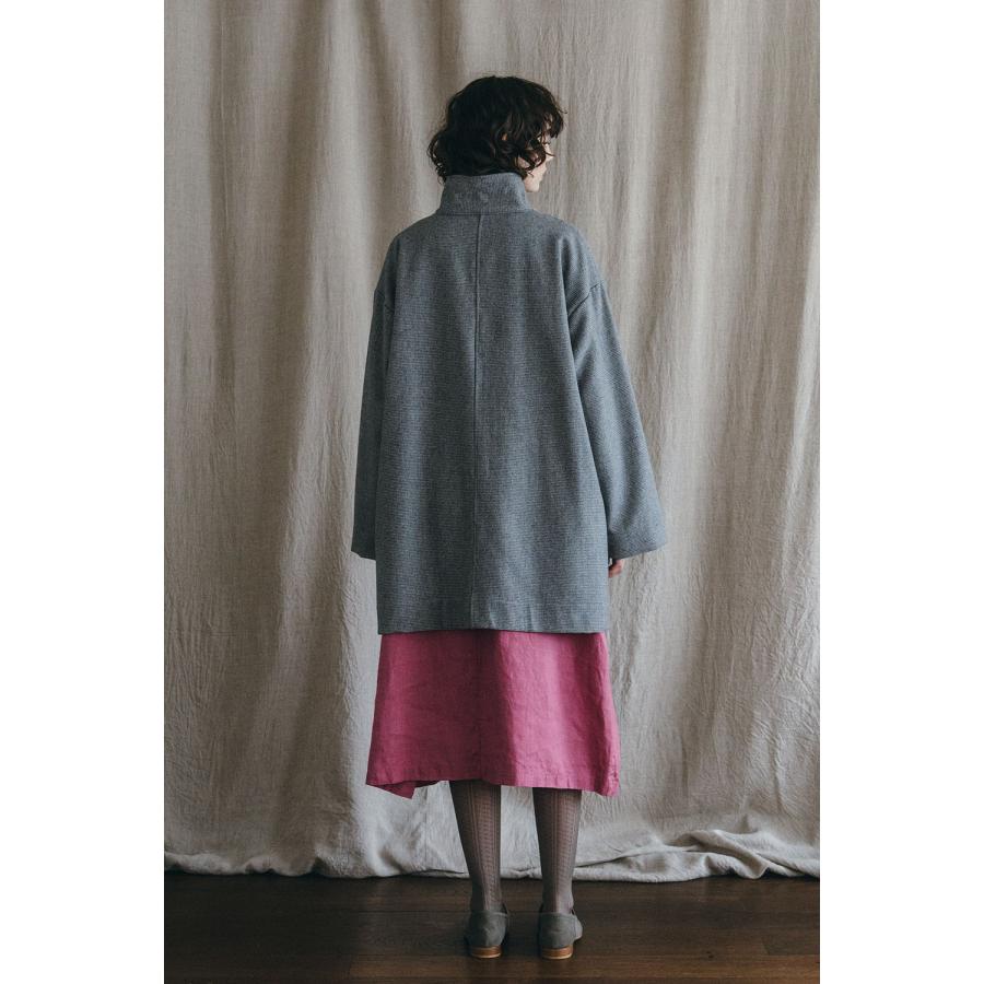 fog linen work リネンウール ヘリンボーン コートワンピース 今年も 
