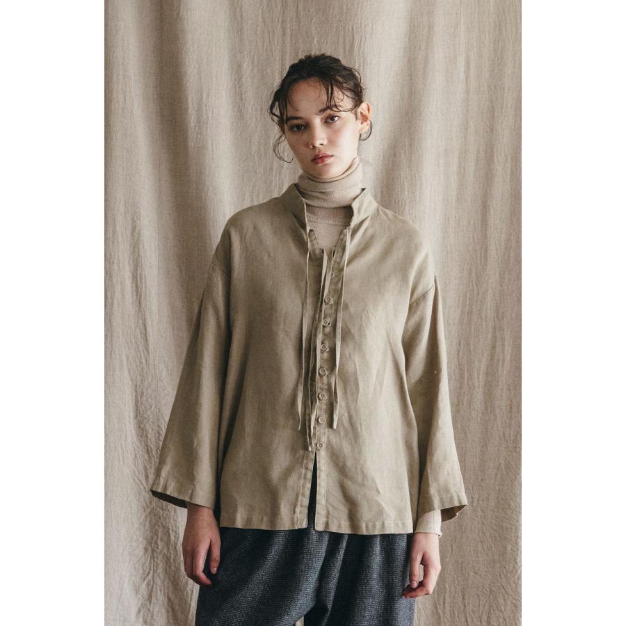 fog linen work（フォグリネンワーク） パールスラ スタンドカラー 