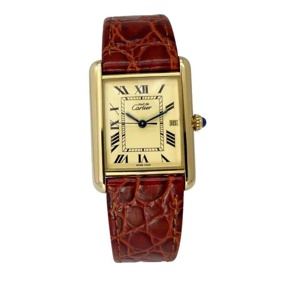 不動 Cartier マストタンク SM クォーツ レディース 時計 Cartier（カルティエ） マストタンク W1017454 クオーツ LM 中古