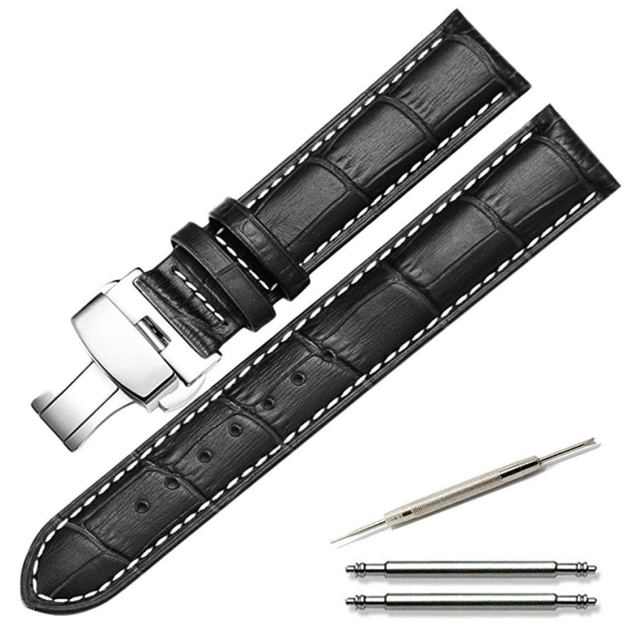 腕時計 ベルト 時計 本革 ワンプッシュ Dバックル レザー 12mm