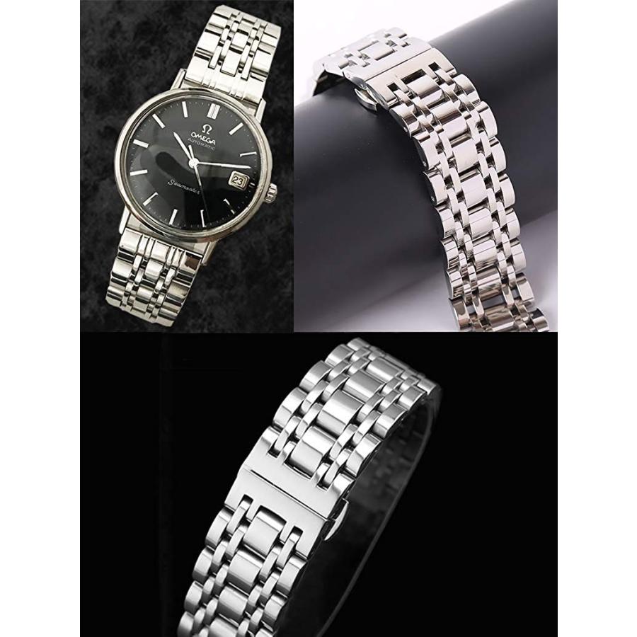 腕時計 ステンレス ベルト 時計 鏡面 七連 ワンプッシュ式