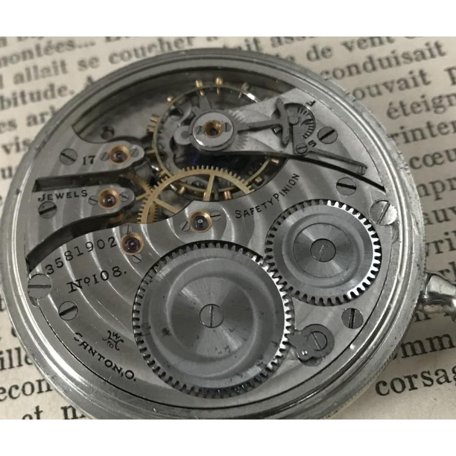 値下げ　明治時代のアンティーク懐中時計　ハンプデン 手巻き ベンソン 鍵巻き式銀無垢アンティーク懐中時計 【1888年頃】