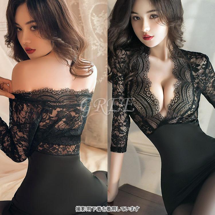 ボディコン風 セクシーランジェリー 伸縮有 ナイトウェア レディース コスプレ レース ボディストッキング 魅惑　コスチューム ベビードール 勝負下着 透け感 | ブランド登録なし | 09