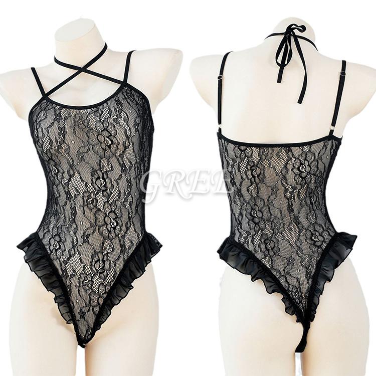 ボディスーツ セクシーランジェリー ハイレグ 黒色 白色 レース レディース ランジェリー ベビードール 透け感 セクシー下着 ナイトウェア 勝負下着 可愛い | ブランド登録なし | 13