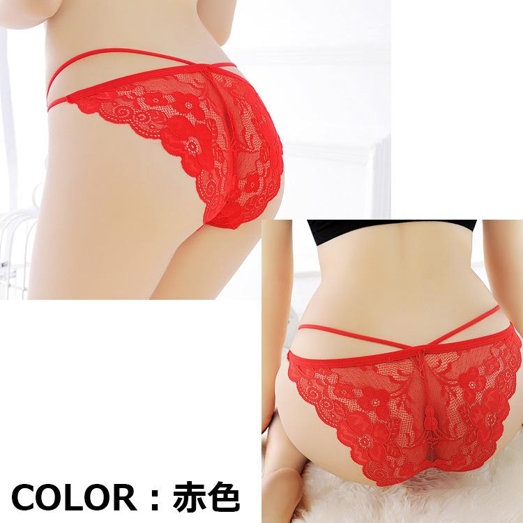 ショーツ レディース セクシーランジェリー 透け感 レース 花柄 ローライズ 美尻 勝負下着 大人 可愛い フリーサイズ シースルー インナー ストリングショーツ | ブランド登録なし | 19