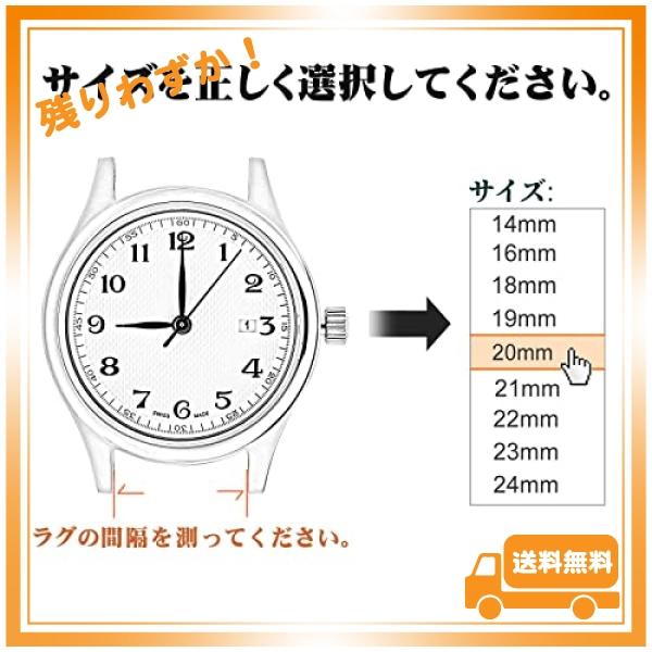 [WOCCI] 本革時計バンド 18mm 19mm 20mm 21mm 22mm 23mm 24mm カーフレザー 腕時計交換ベルトブラウン 調整工具とバネ棒付き｜glegle-drive｜04