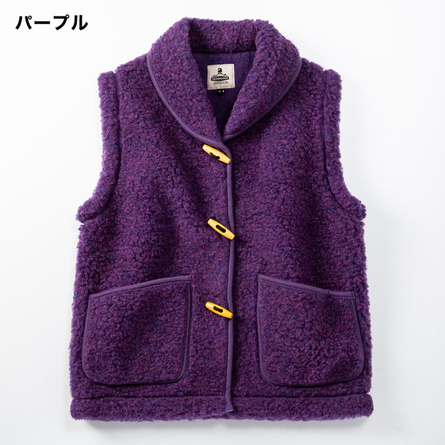 ボアベスト レディース 無染色ウール ショールカラー ベスト 軽量 COLD