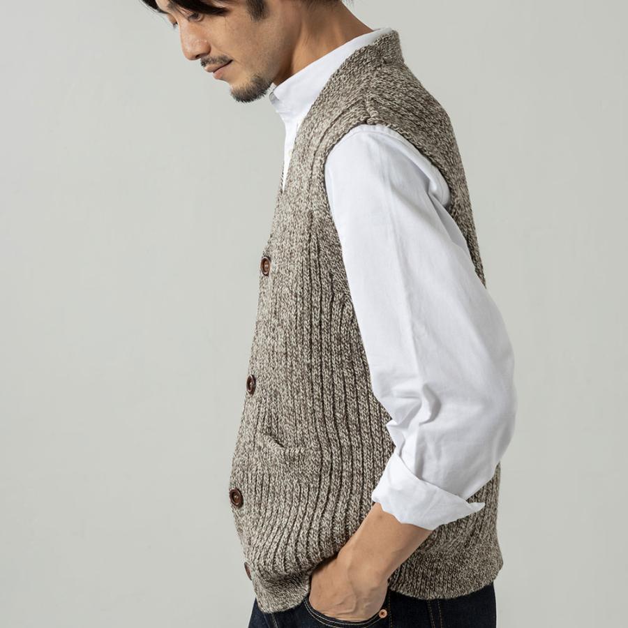 英国製 メンズ リブ編み ベスト ウール ブリティッシュウール ニット