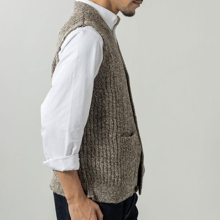 英国製 メンズ リブ編み ベスト ウール ブリティッシュウール ニット