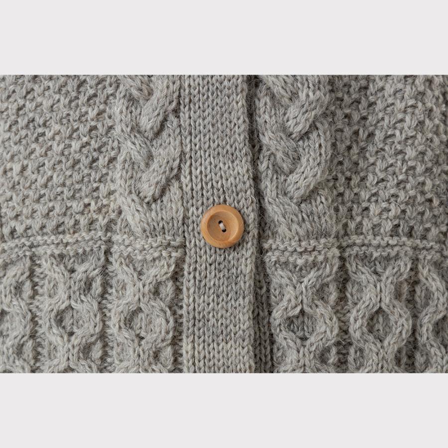 英国製 レディース ケーブル カーディガン ニット 女性 ウール 英国