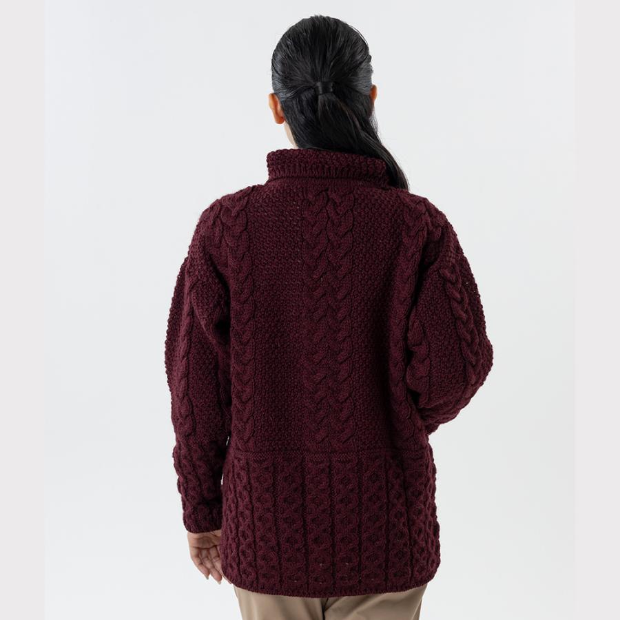 英国製 レディース ケーブル カーディガン ニット 女性 ウール 英国