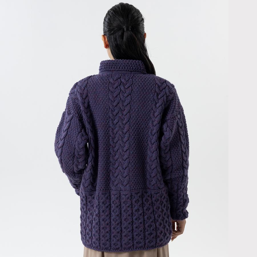 英国製 レディース ケーブル カーディガン ニット 女性 ウール 英国