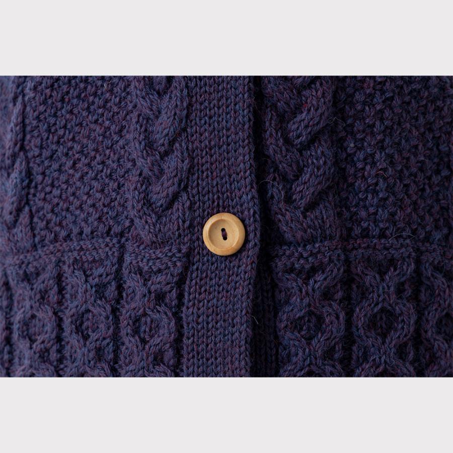 英国製 レディース ケーブル カーディガン ニット 女性 ウール 英国