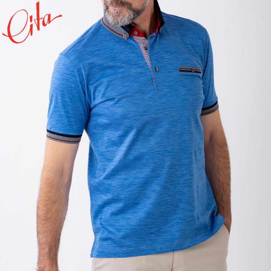 イタリア製 ダブルマーセライズ ポロシャツ ダウンポロシャツ メンズ 男性 半袖 吸汗速乾 CITA チータ セール対象