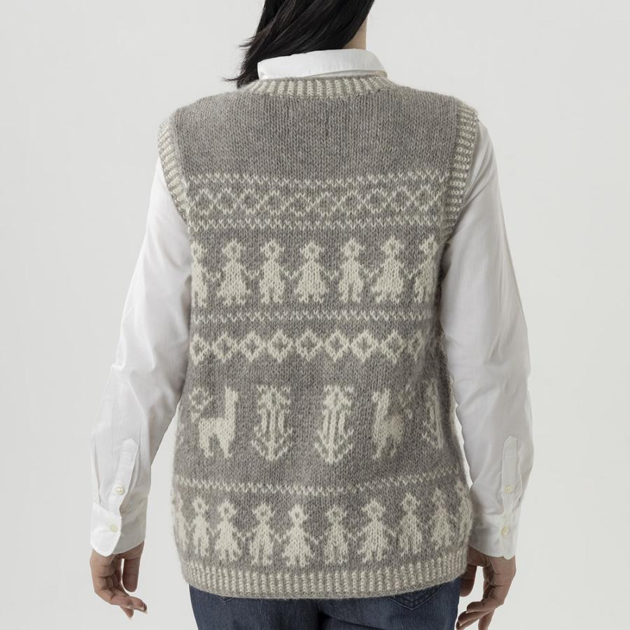 ペルー製 手編み キッズ柄 アルパカベスト Wara ワラワラ レディース