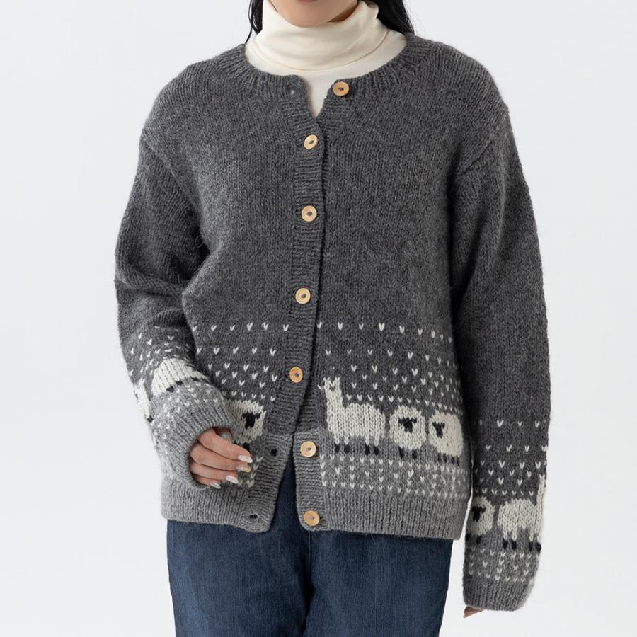 ペルー製 手編み アルパカ ひつじ カーディガン レディース warawara