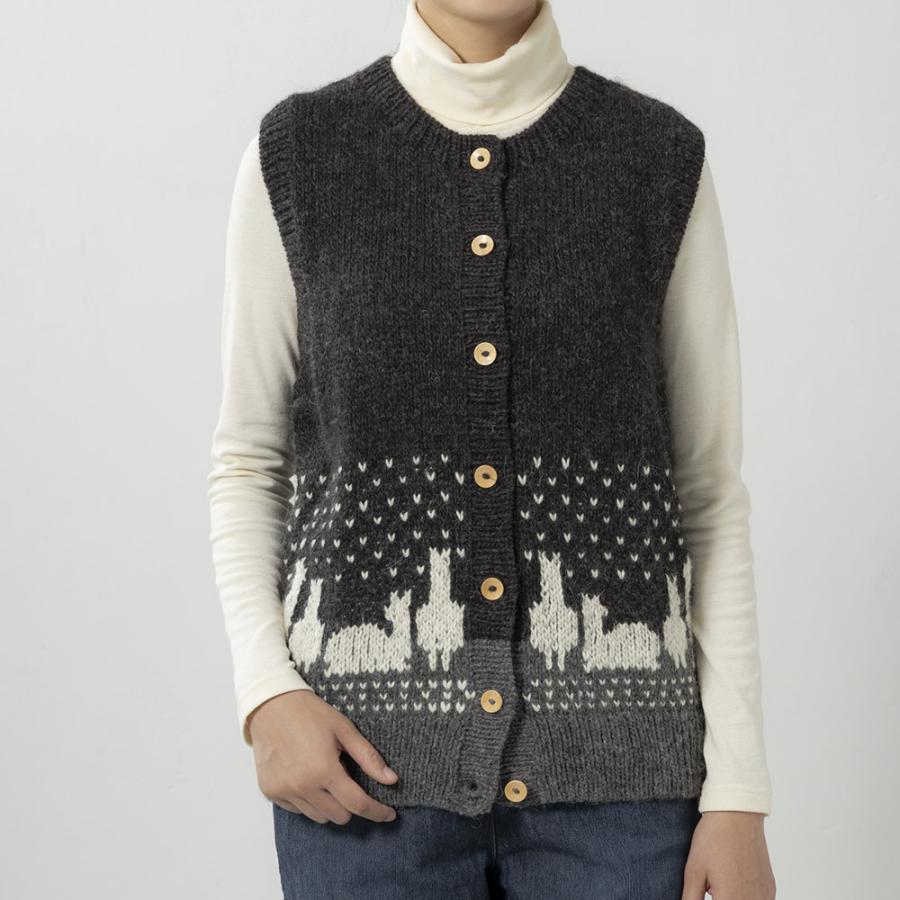 ペルー製 手編み 雪見 アルパカベスト Wara Wara/ワラワラ レディース