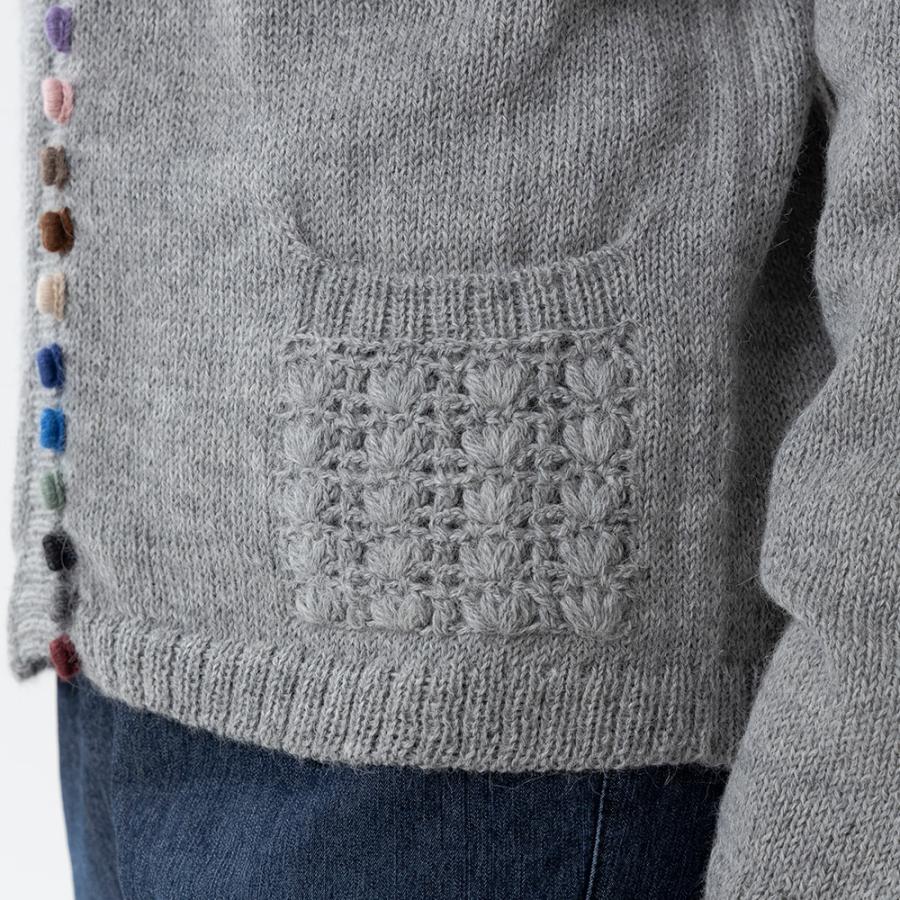 ペルー製 アルパカ レディース カラフルボタン カーディガン 冬