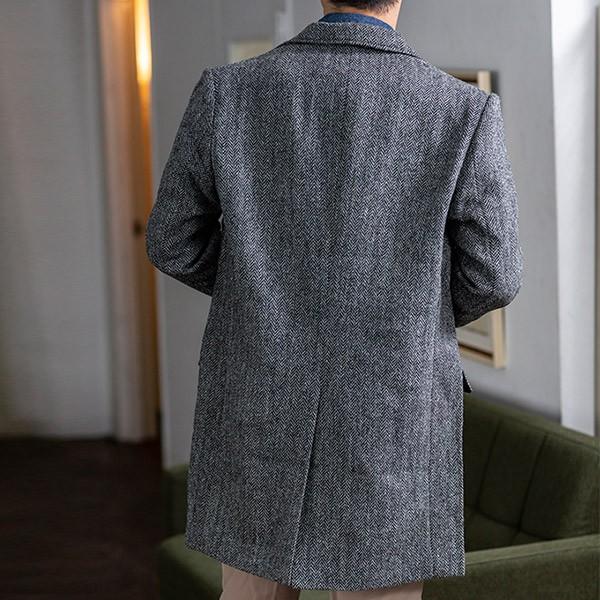 ハリスツイード チェスターコート HARRIS TWEED Herringbone Club ヘリンボーンクラブ]｜glencheck｜05